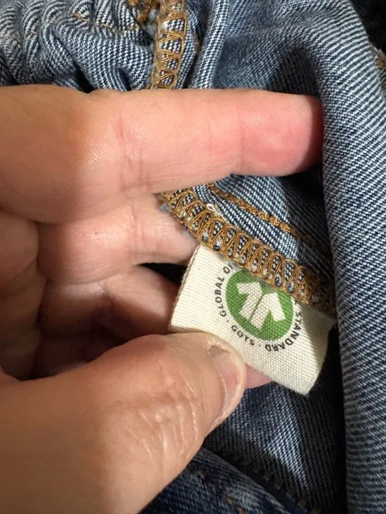 Lucy & Yak Ragan Blue Cotton Denim Short-Sleeve Wide-Leg Zip Up Jumpsuit Side 4 - Picture 14 of 16